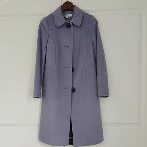 Boden Lavender Single-Breasted Wool-Blend Trench Coat